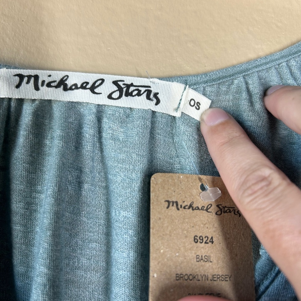 NWT Michael Stars 3/4 Sleeve Brooklyn Jersey Notch Tee OS - Picture 5 of 6
